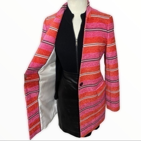 Banana Republic fuchsia orange stripe Adrianne Naval collaboration - Picture 9 of 17